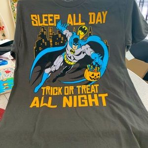 DC Comic Batman Halloween Shirt Sleep All Day TrickTreat All Night Sz 18 Boy New